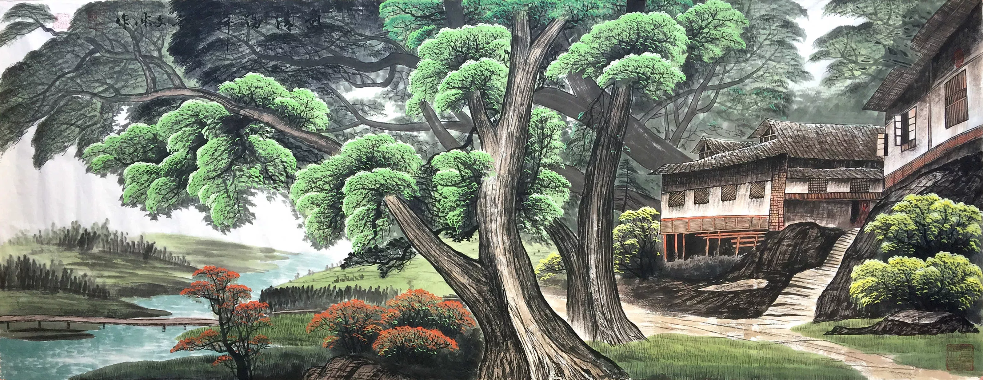 姜文彬国画山水气清高舞